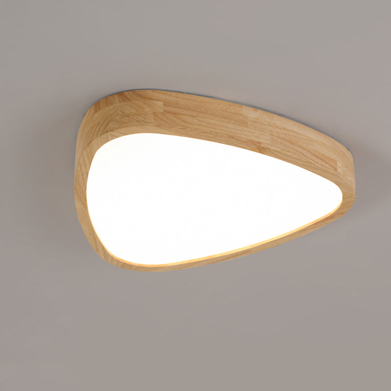 Modern Style Triangle Shape Flush Mount 1 Light Wood Ceiling Light for Bedroom