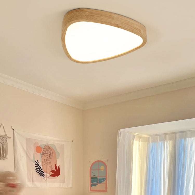 Modern Style Triangle Shape Flush Mount 1 Light Wood Ceiling Light for Bedroom