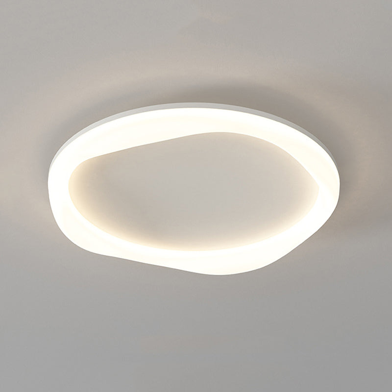 Ring Shape Flush Light Modern Style Metal 1 Light Flush Mount in White