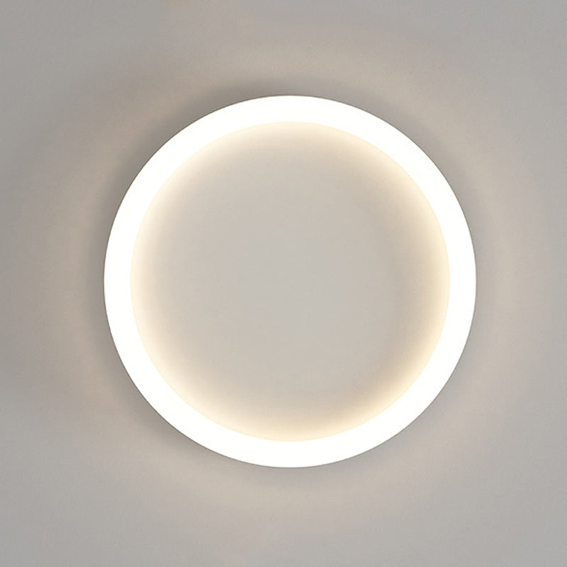 Ring Shape Flush Light Modern Style Metal 1 Light Flush Mount in White