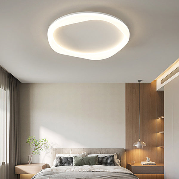 Ring Shape Flush Light Modern Style Metal 1 Light Flush Mount in White