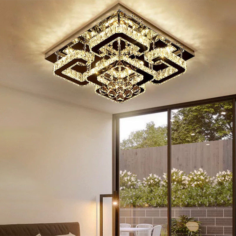 Crystal Geometric Flush Light Modern Flush Mount Lighting for Living Room