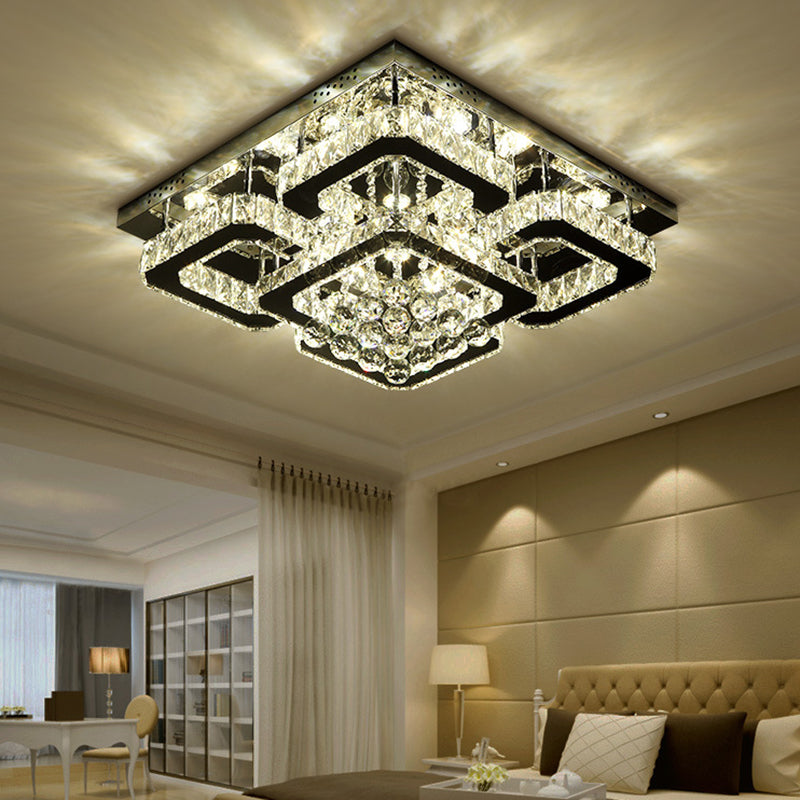 Crystal Geometric Flush Light Modern Flush Mount Lighting for Living Room