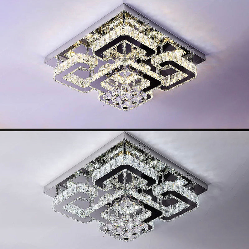 Crystal Geometric Flush Light Modern Flush Mount Lighting for Living Room