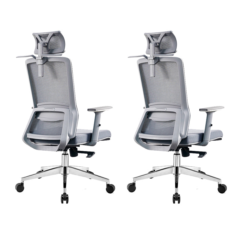 Contemporary Adjustable Arms Office Chair Gray Back Mesh Chair