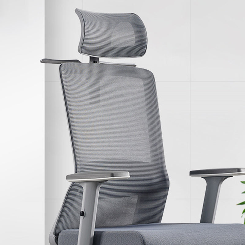 Contemporary Adjustable Arms Office Chair Gray Back Mesh Chair