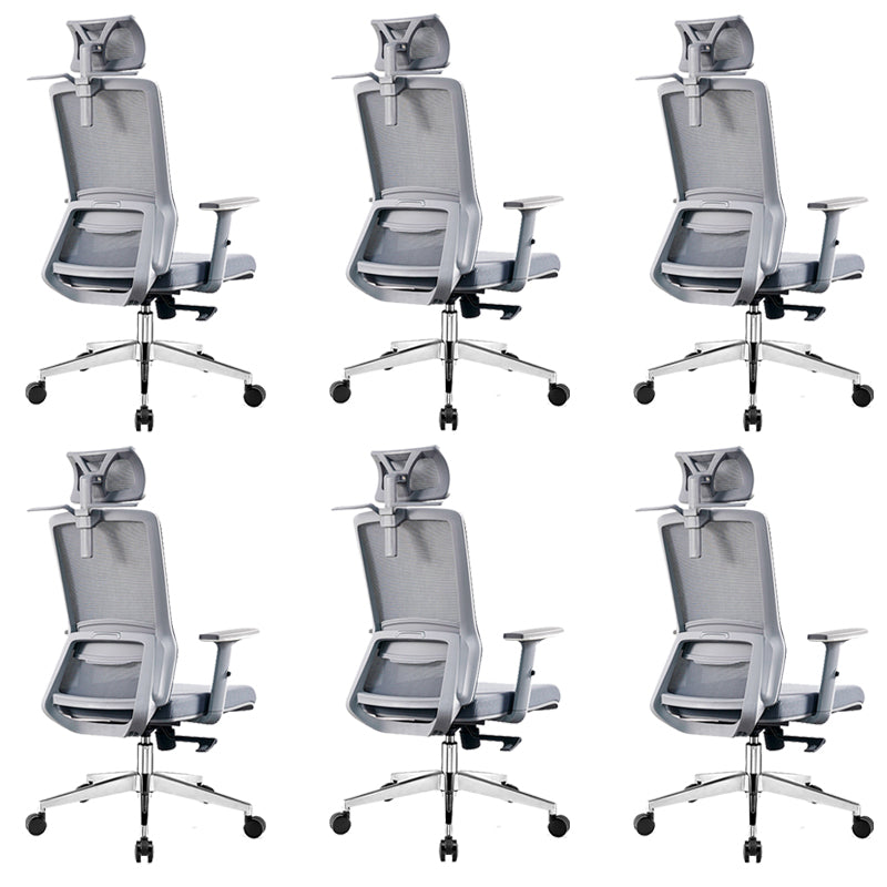 Contemporary Adjustable Arms Office Chair Gray Back Mesh Chair