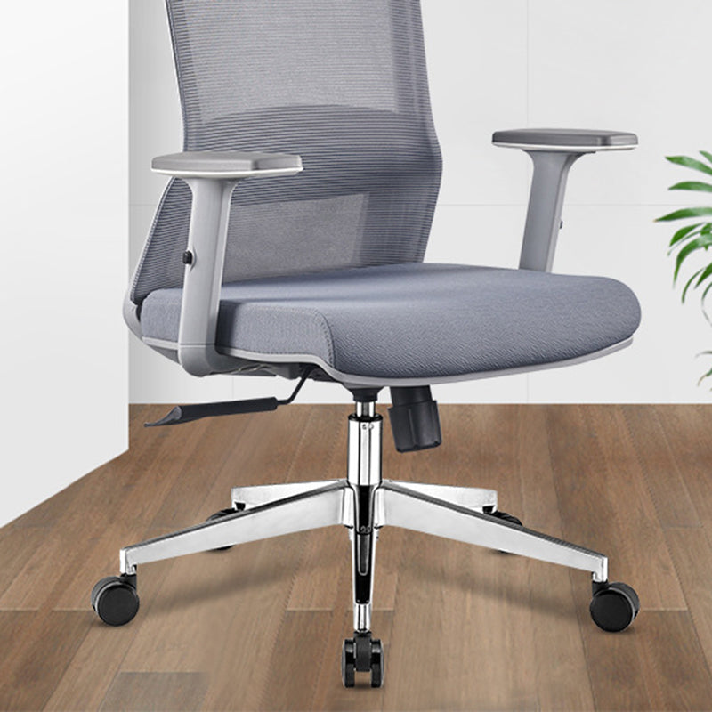 Contemporary Adjustable Arms Office Chair Gray Back Mesh Chair