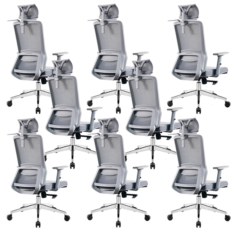 Contemporary Adjustable Arms Office Chair Gray Back Mesh Chair