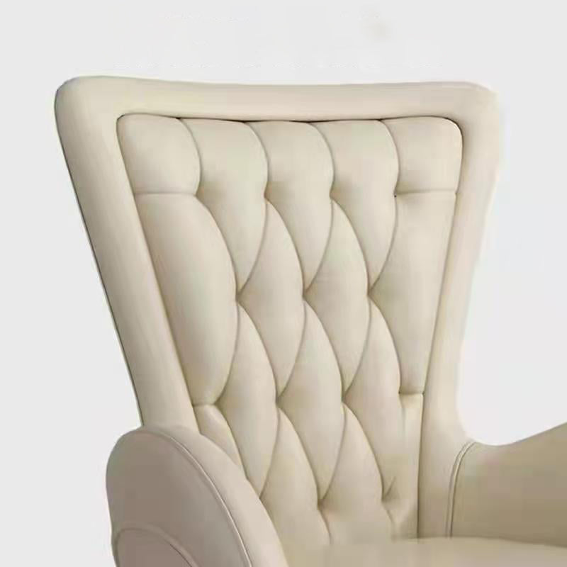 Contemporary Upholstered Swivel Chair Faux Leather White Desk Chair