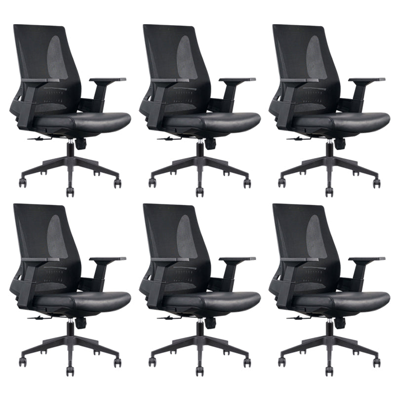 Modern Desk Chair Mesh Conference Chair in Black/Blue High-Back Chair with Wheels