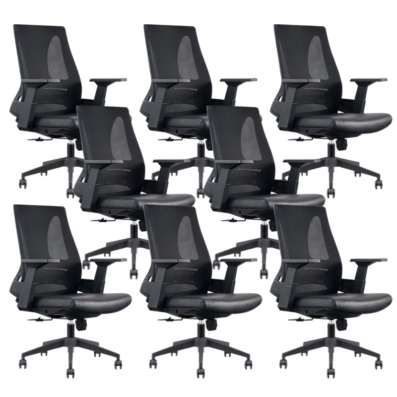 Modern Desk Chair Mesh Conference Chair in Black/Blue High-Back Chair with Wheels