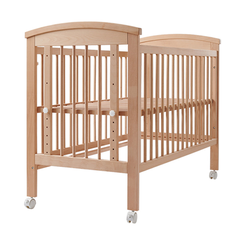 Modern Style Solid Wood Crib Rectangle Indoor Crib with Casters