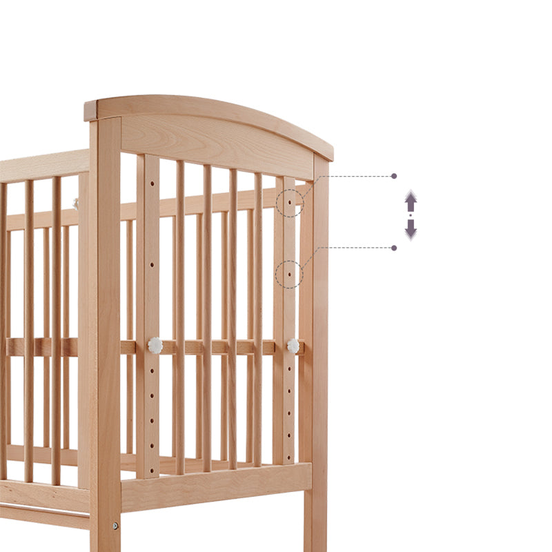 Modern Style Solid Wood Crib Rectangle Indoor Crib with Casters