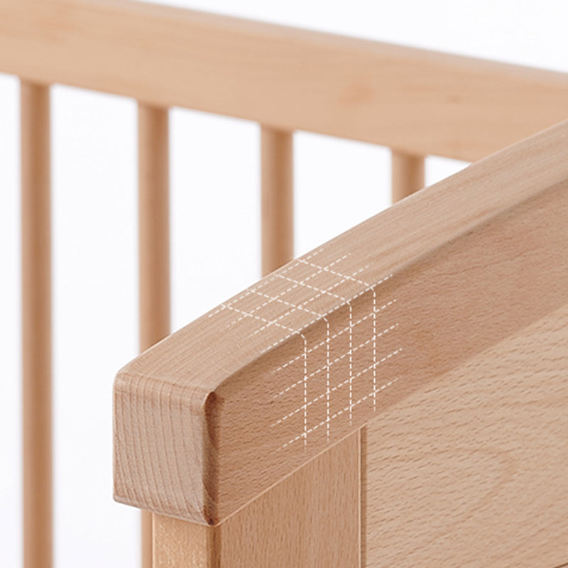 Modern Style Solid Wood Crib Rectangle Indoor Crib with Casters