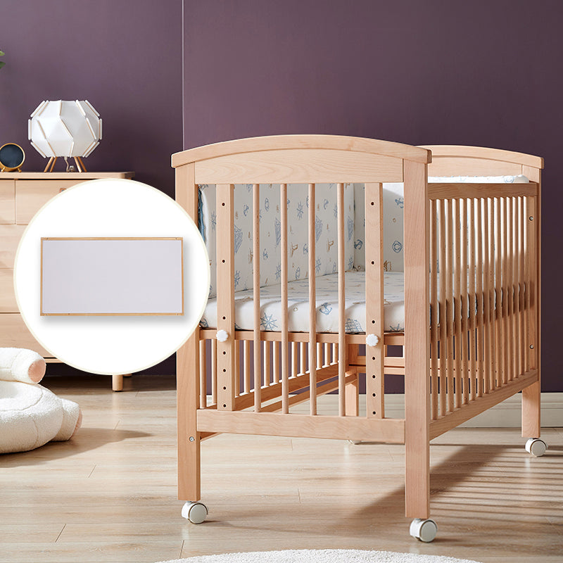 Modern Style Solid Wood Crib Rectangle Indoor Crib with Casters