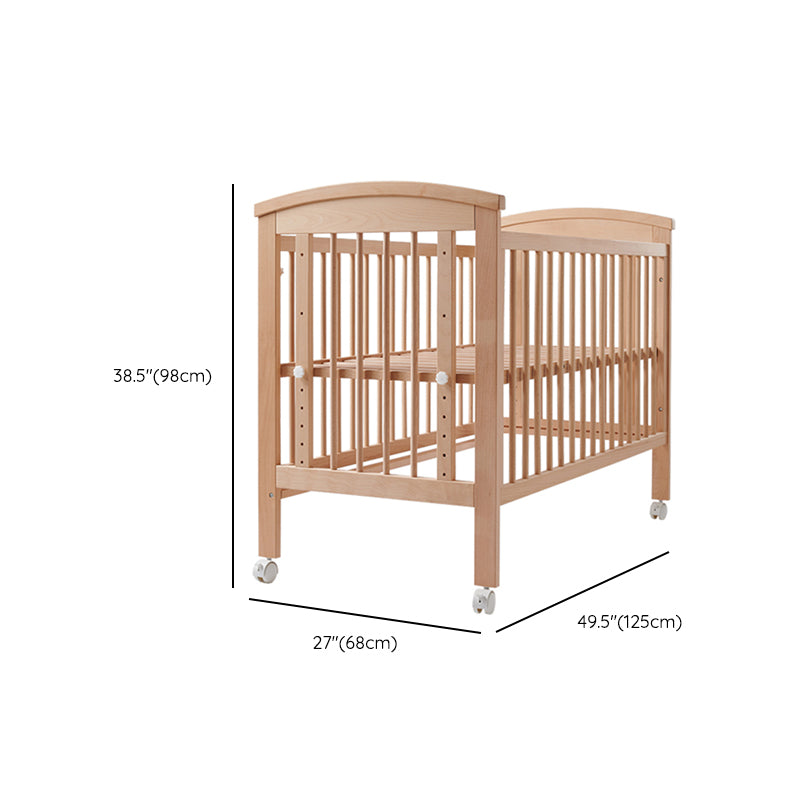 Modern Style Solid Wood Crib Rectangle Indoor Crib with Casters