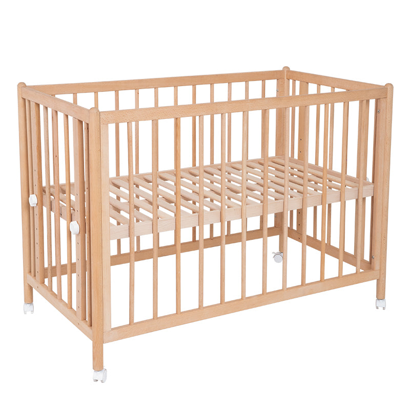 Home Rectangle Crib Sold Wood Adjustable Height Crib with Casters