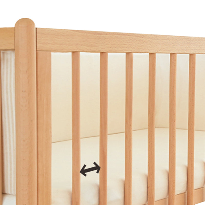 Home Rectangle Crib Sold Wood Adjustable Height Crib with Casters