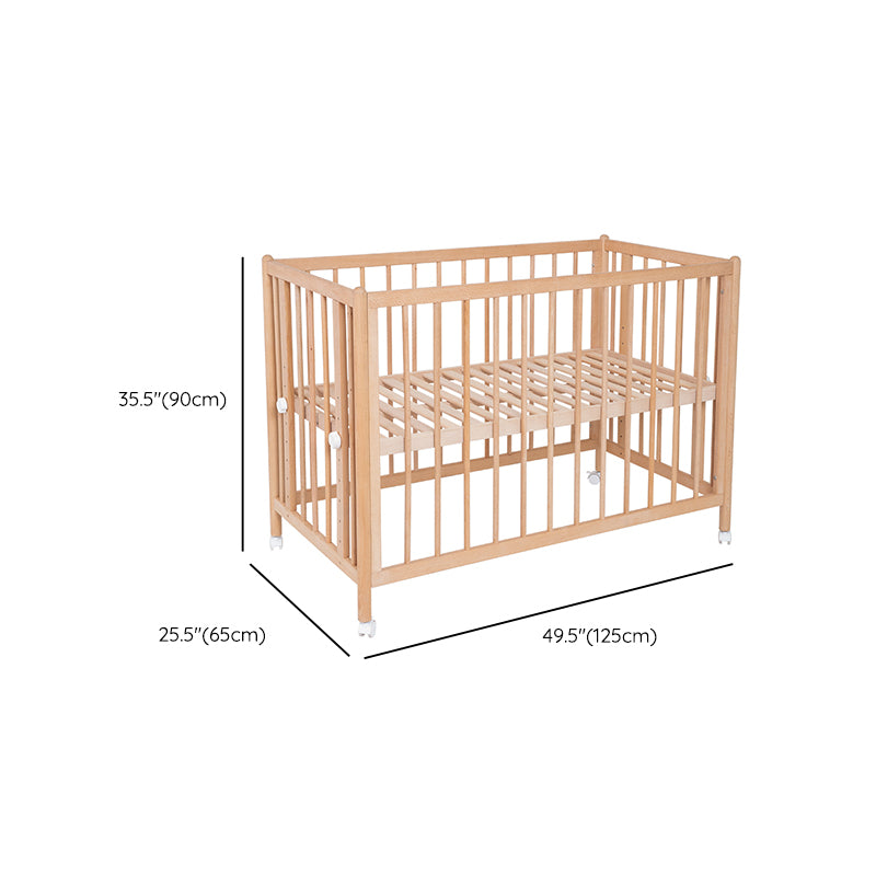 Home Rectangle Crib Sold Wood Adjustable Height Crib with Casters