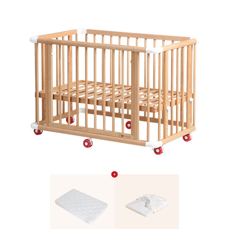 Farmhouse Rectangle Crib Home Solid Wood 4-In-1 Convertible Crib