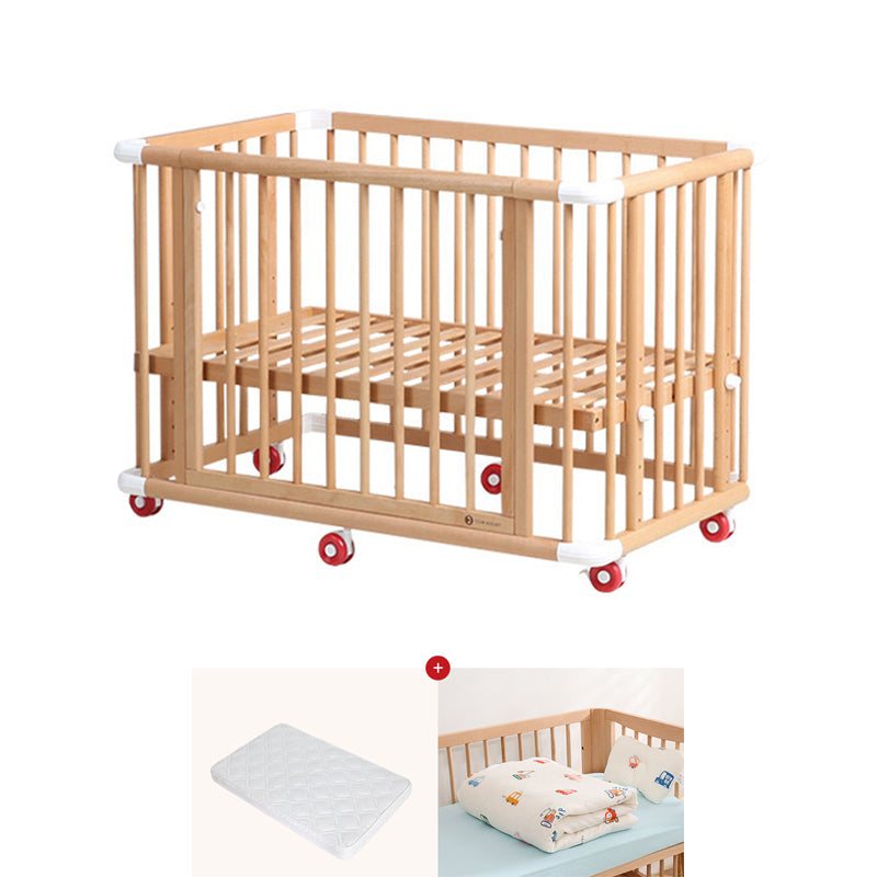 Farmhouse Rectangle Crib Home Solid Wood 4-In-1 Convertible Crib