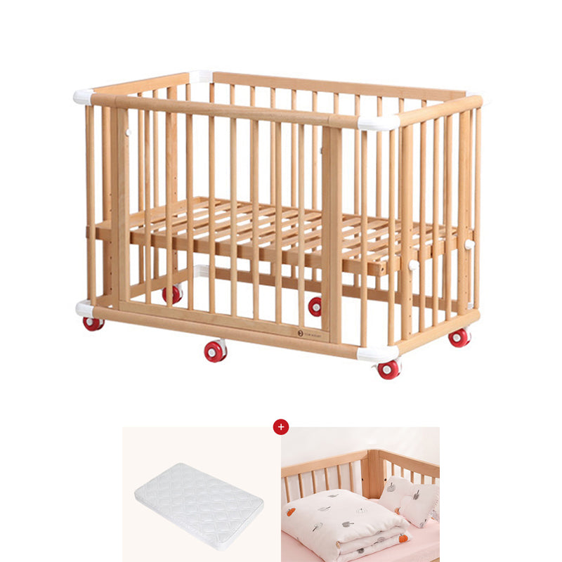 Farmhouse Rectangle Crib Home Solid Wood 4-In-1 Convertible Crib