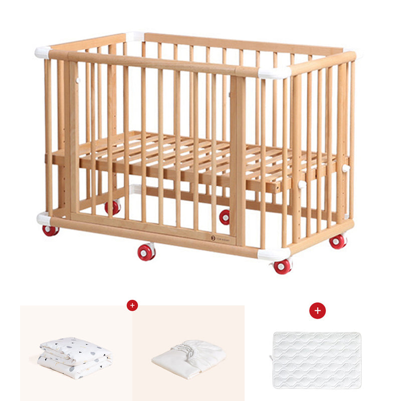 Farmhouse Rectangle Crib Home Solid Wood 4-In-1 Convertible Crib