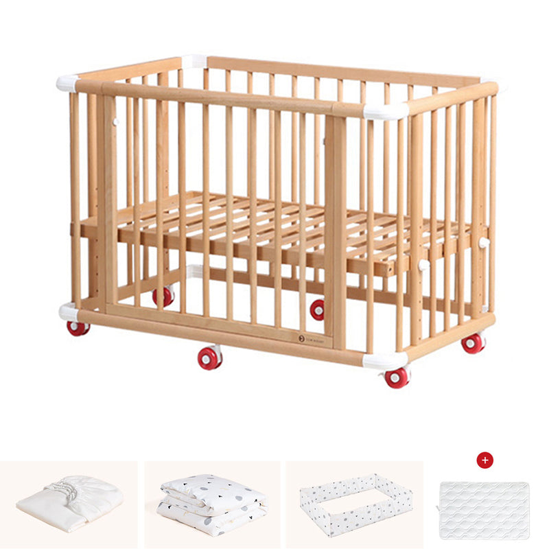 Farmhouse Rectangle Crib Home Solid Wood 4-In-1 Convertible Crib