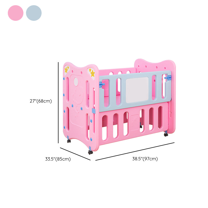 Modern Rectangle Movable Crib Plastic 3-In-1 Convertible Crib