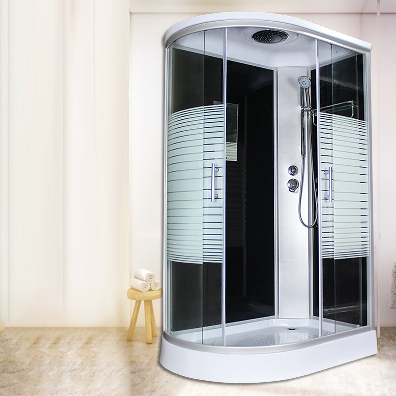 Corner Tempered Glass Shower Stall Home Round Double Sliding Shower Stall