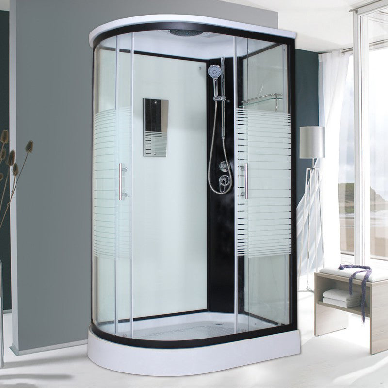 Corner Tempered Glass Shower Stall Home Round Double Sliding Shower Stall