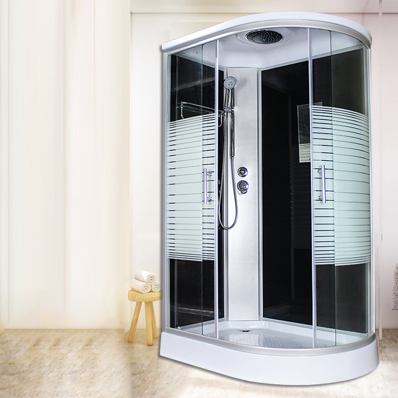 Corner Tempered Glass Shower Stall Home Round Double Sliding Shower Stall