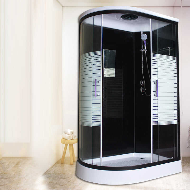 Corner Tempered Glass Shower Stall Home Round Double Sliding Shower Stall