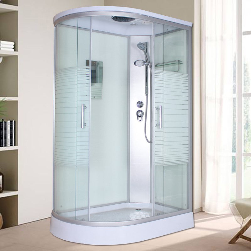 Corner Tempered Glass Shower Stall Home Round Double Sliding Shower Stall