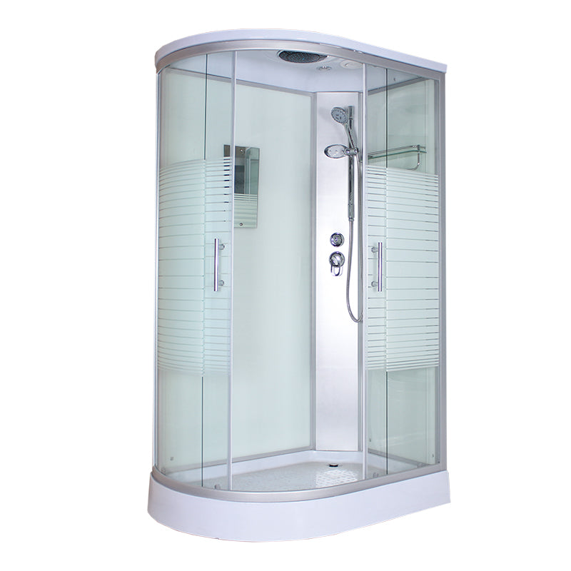 Corner Tempered Glass Shower Stall Home Round Double Sliding Shower Stall