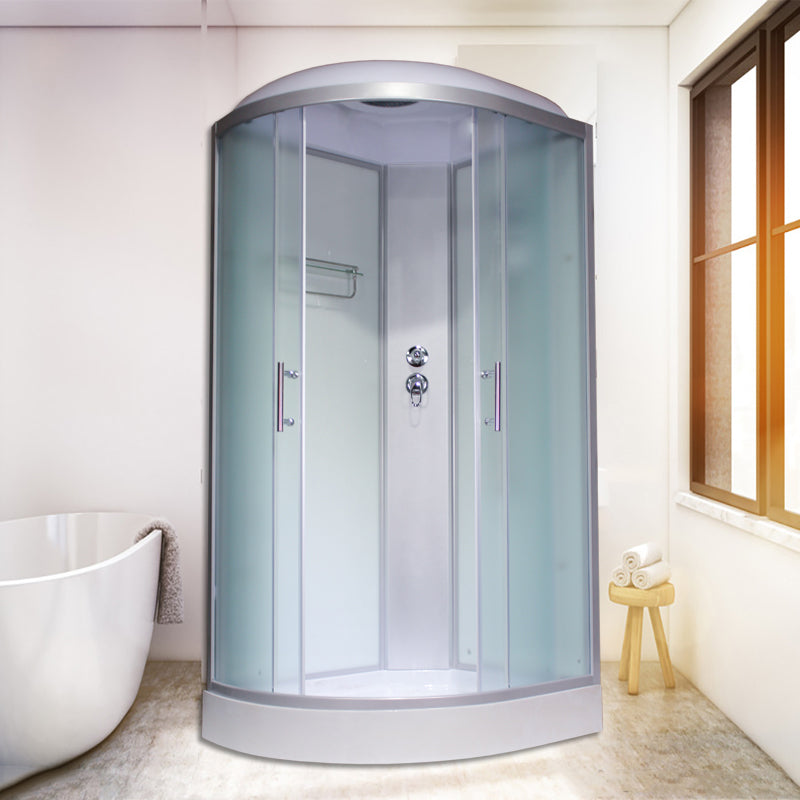 Corner Tempered Glass Shower Stall Home Round Double Sliding Shower Stall