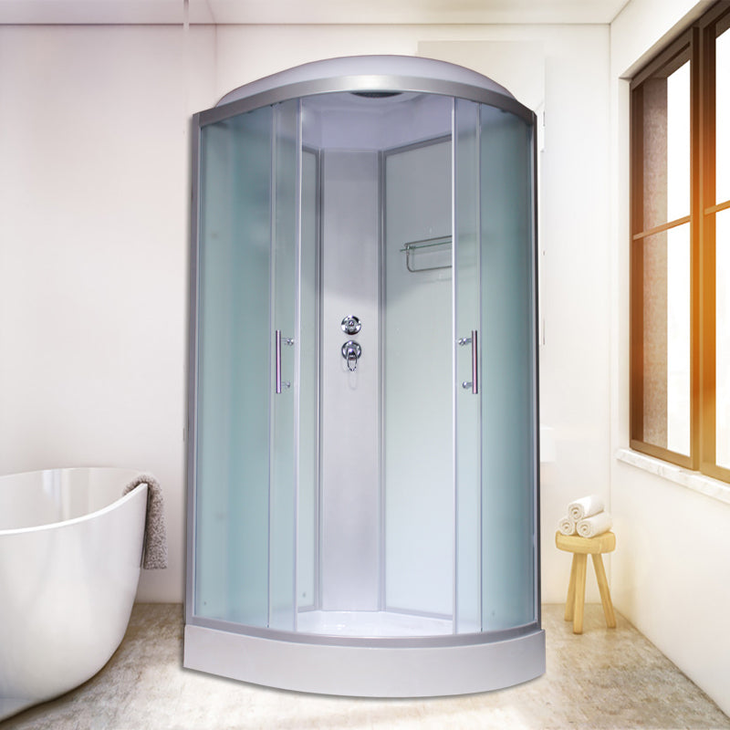 Corner Tempered Glass Shower Stall Home Round Double Sliding Shower Stall