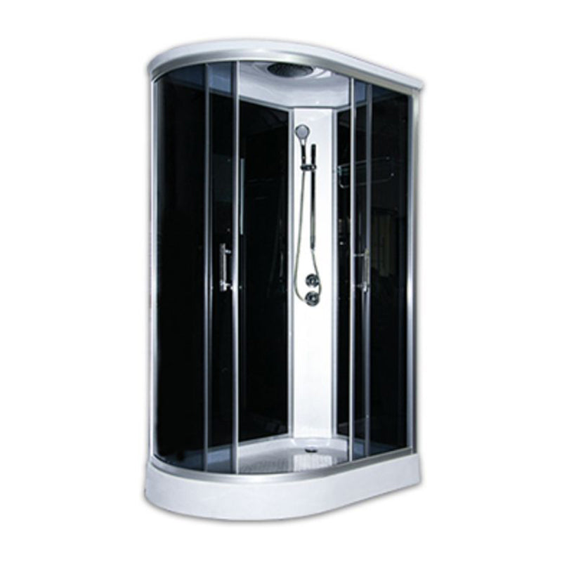 Corner Tempered Glass Shower Stall Home Round Double Sliding Shower Stall