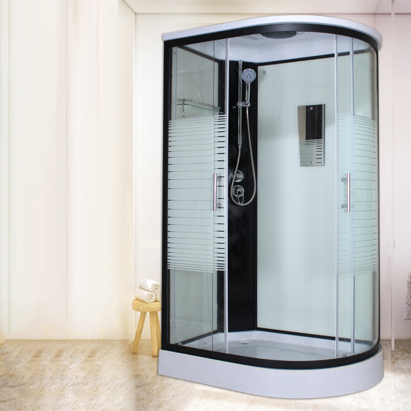 Corner Tempered Glass Shower Stall Home Round Double Sliding Shower Stall