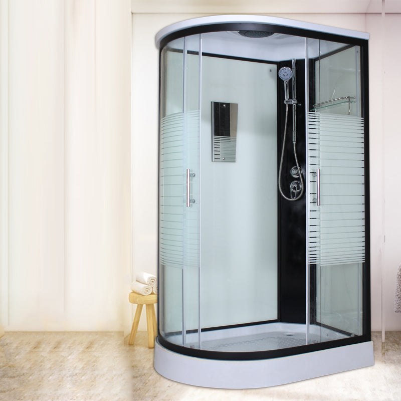 Corner Tempered Glass Shower Stall Home Round Double Sliding Shower Stall