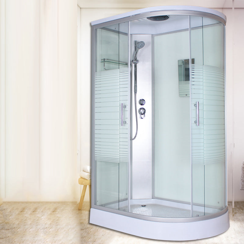 Corner Tempered Glass Shower Stall Home Round Double Sliding Shower Stall