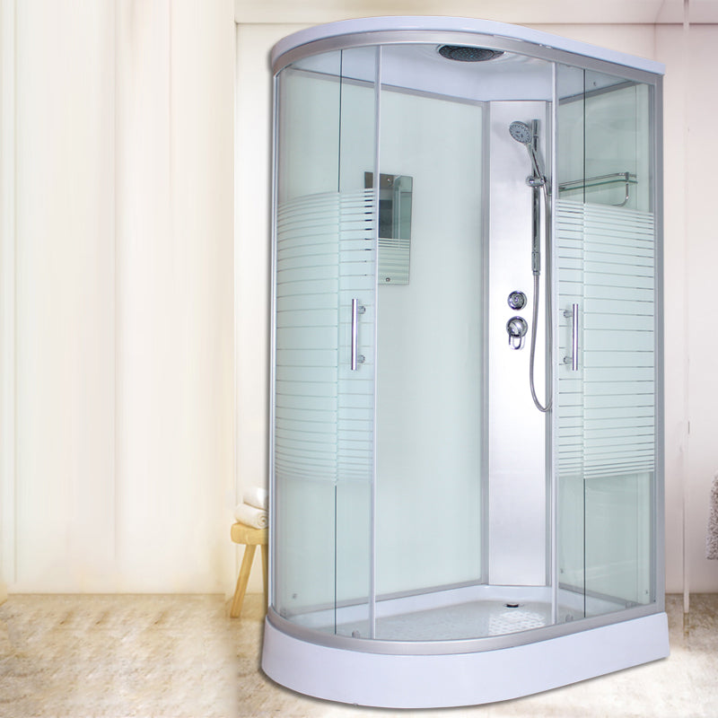 Corner Tempered Glass Shower Stall Home Round Double Sliding Shower Stall