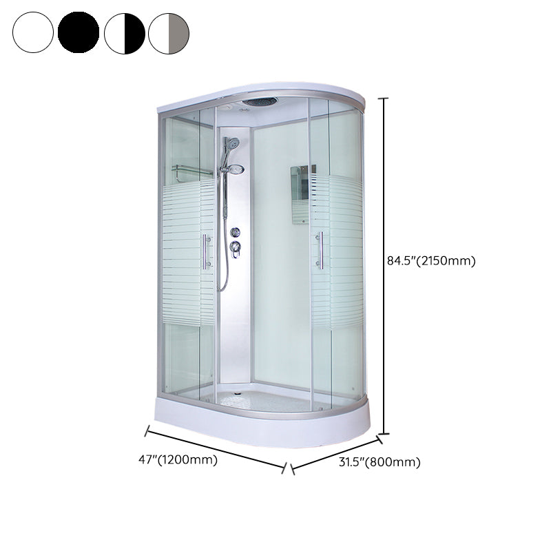 Corner Tempered Glass Shower Stall Home Round Double Sliding Shower Stall