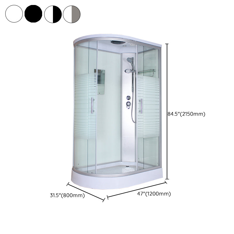 Corner Tempered Glass Shower Stall Home Round Double Sliding Shower Stall