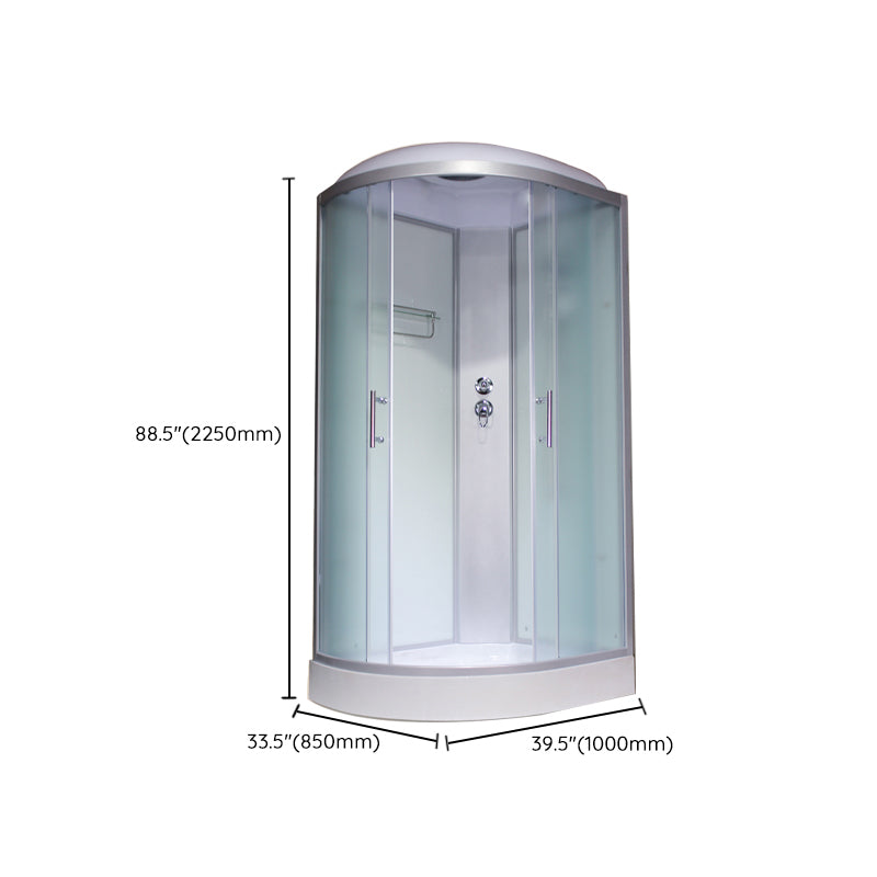 Corner Tempered Glass Shower Stall Home Round Double Sliding Shower Stall