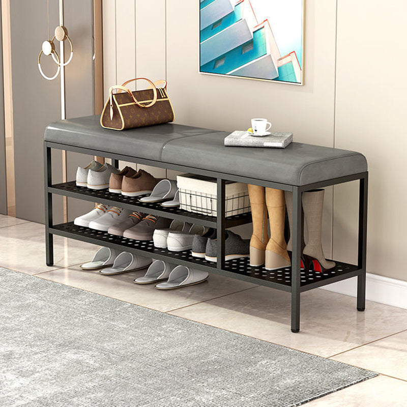 12.6 Inch Wide Modern Cushioned Entryway Bench Foam Bench with Shoe Storage