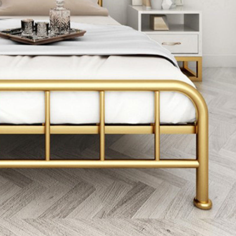 Contemporary Spindle Slat Bed Metal Open-Frame Bed with Custom Gold Legs