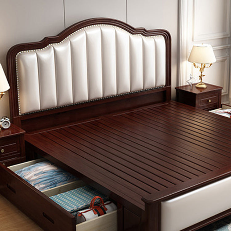 Contemporary Standard Bed Solid Wood Lift Up Storage Bed Frame with Upholstered Headboard