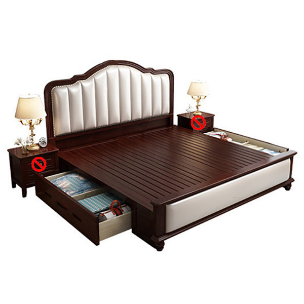 Contemporary Standard Bed Solid Wood Lift Up Storage Bed Frame with Upholstered Headboard